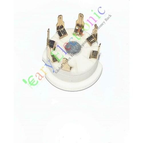 Wholesale and retail 20pcs Gold 7pin PCB Ceramic vacuum tube sockets valve base 12AE6 6AT6 6BK6 12AV6 free shipping