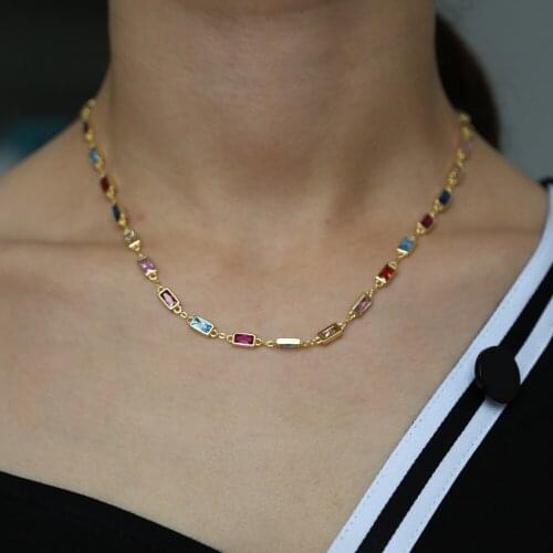 New Arrival hot Fashion Colorful Cute Charm cz crystal link Choker Necklaces & Pendants Fashion Jewelry Woman Gift Summer style