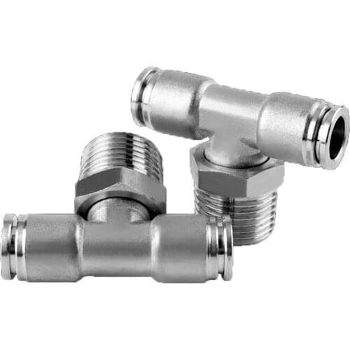 PB 304 stainless steel pneumatic quick connector OD4-16mm hose connector air connector male thread 1/8" 1/4" 3/8" 1/2"