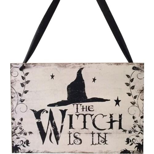 Halloween Welcome Sign Hanging Tag with Witch Hat Pattern Decoration Props for Window Bar Shopping Malls Halloween Decorations