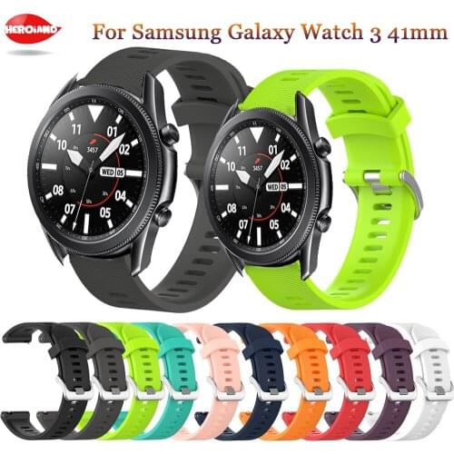 Silicone Original 20mm band Strap For Samsung Galaxy Watch Active 2 40/44mm / 3 41mm smartwatch wristband For Huawei GT 2 42mm