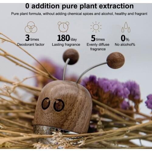 Little Bee Walnut Robot Car Air Vent Perfume Solid Fragrance Clip Air Freshener Auto Aromatherapy Scent Decoration Accessories