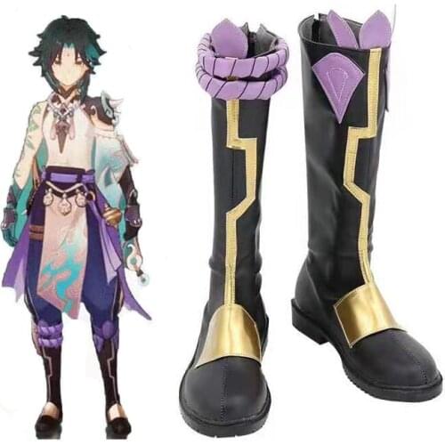 Mangoyoyo Genshin Impact Xiao Cosplay Boot shoes Halloween Party Genshin Impact Xiao Shoes Fancy Boots Unisex