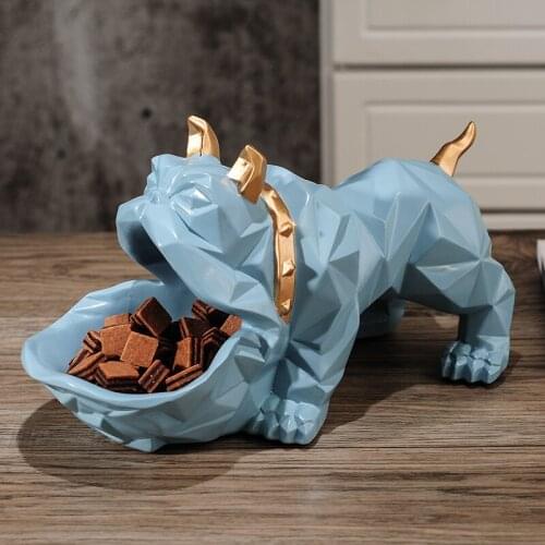 Nordic Geometric Resin Dog Storage Box Ornaments Crafts Home Room Candy Key Desk Figurines Decoration Coffee Plates Accessories