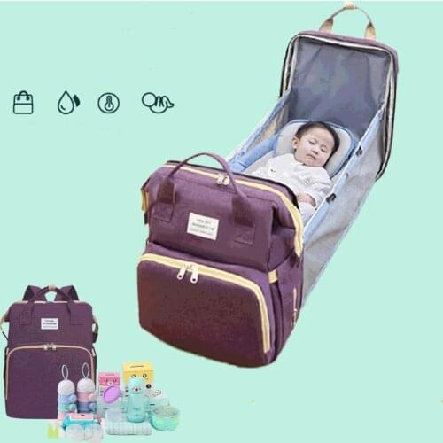 New Baby Diaper Bag Bed Backpack for Mom Maternity Bag for Stroller Nappy Bag Large Capacity Nursing Bag for Baby Care Free Hook