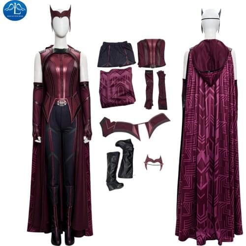 Superheroine Halloween Scarlet Cosplay Witch Costume High Quality Vision Wanda Maximoff Battle Outfit