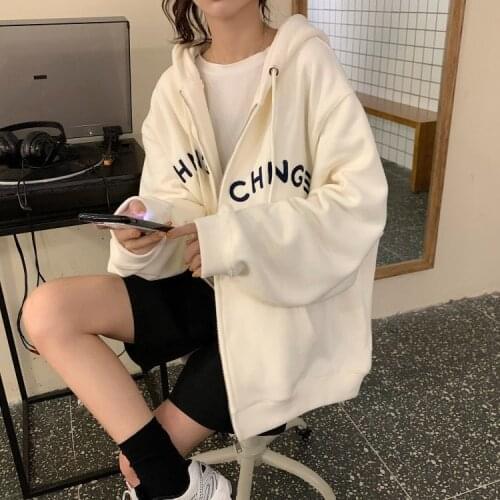 Coat Womens Spring Autumn Thin Lazy Style Hooded Sweater 2021 New Loose Korean Fashion Top Hoodies Harajuku Gothic Sweatshirt