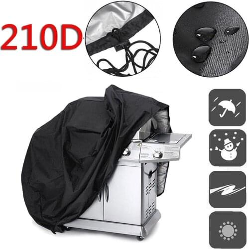 Outdoor Black Waterproof BBQ Cover Weber Heavy Duty Grill Cover Protective Round Rectangle Barbecue Barbeque Grill BBQ Accessory