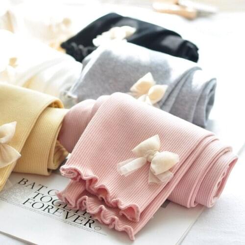 2021 Spring Autumn Baby Girl Leggings Pants Toddler Kids Cotton Elasticity Slim Trousers Korean Style Bow-knot Leggings for Girl