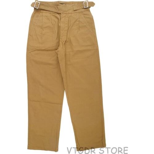 Vintage Gurkha Pants UK Army Bermuda Mens Casual Trousers Khaki Loose Fit Pants