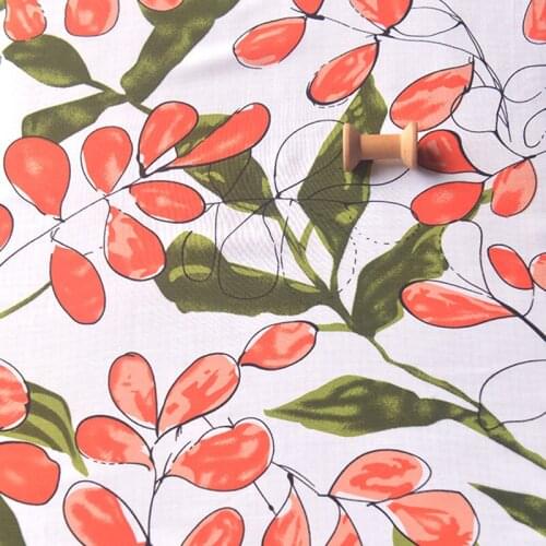 High quality fragrant silk cotton tissu Orange branches and leaves patchwork Dress cheongsam dress baby clothes fabric