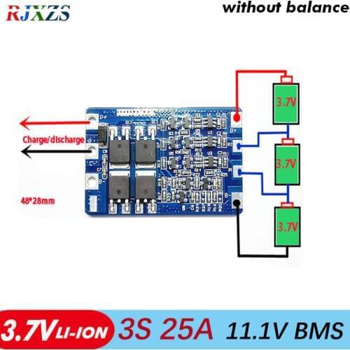 3S 25A peak 11.1V li-ion DIY BMS PCM battery protection board bms pcm for LicoO2 Limn2O4 li battery