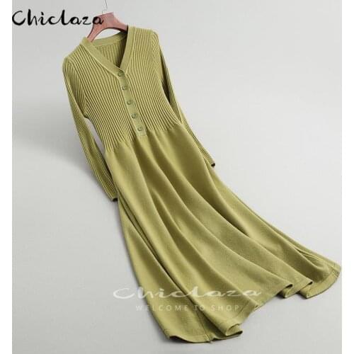 Autumn Knitted Maxi Dress Women Casual Sexy V Neck Long Sleeve Female Elegant Winter Slim Fashion Long Dresses