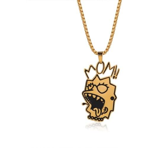 Gold necklaces mens Cartoon funny necklaces pendants jewelry on the neck stainless steel statement Chain necklace women pendant
