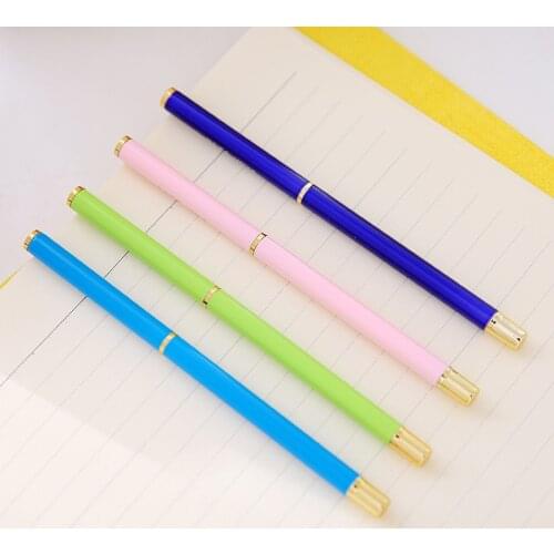 1-Piece Candy Color Slim Fountain Pen Fine Nib 0.5mm Gold Clip Metal Student Writing Ink Pens School Supplies Office Stationery