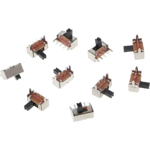 10 Pcs Toggle Vertical Slide Switch 1P2T 3 Pin 3mm Shank For PCB Mount SK12D07-VG4 L15