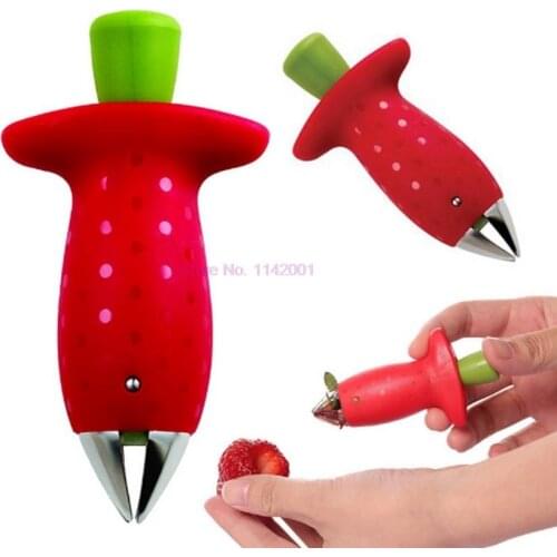 100pcs Red Strawberry Huller Strawberry Top Leaf Remover Gadget Tomato Stalks Fruit Knife Stem Remover Portable Kitchen