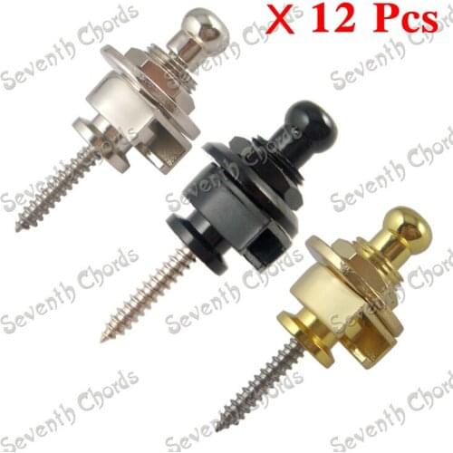 12 Pcs Guitar Bass Strap Lock Skidproof StrapLock locking pegs Pins,Guitar Strap Buttons Pins Metal End - 3 Color For Choose