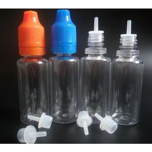2000pcs Clear Pet Needle Bottle with Childproof Tamper Evident Caps Lids 20ml Dropper Bottles for e Liquid