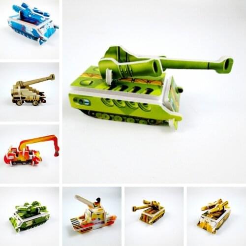 18pcs 3D DIY Tank chariot Vehicle Puzzle Jigsaw Boy toy Kid Early learning military Environmental Assemble Children Paper Puzzle