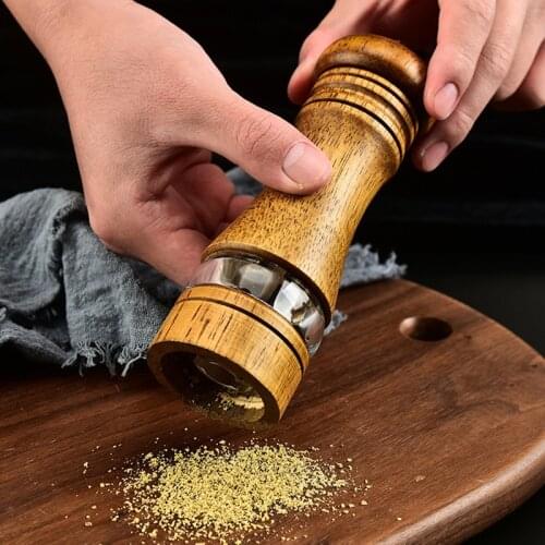 6 Inch Kitchen Wooden Manual Pepper Grinder Salt And Pepper Mill Multipurpose Kitchen Tool With Adjustable Ceramic Grinder