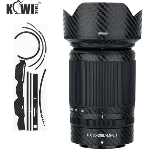 Anti-Slide Carbon Fiber Lens & Lens Hood Skin Film For Nikon NIKKOR Z DX 50-250mm f/4.5-6.3 VR Lens & Nikon HB-90A 3M Sticker