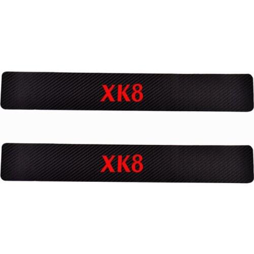 Car Accessories Car Door Sills For Jaguar Xk8 Door Threshold Plate Door Sill Scuff Plate Carbon Fiber Pu leather 2Pcs