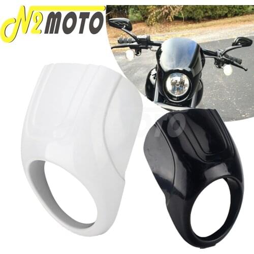 Black White Motorcycle Front Headlight Fairing Mask Cowl 5.75" Head light Fairing Universal For Harley Sportster XL883 1200