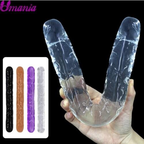 Double Head Dildo Long Jelly Realistic Dildo Double Ended Dildo Flexible Big Penis For Women Masturbator Sex Toys For Lesbian