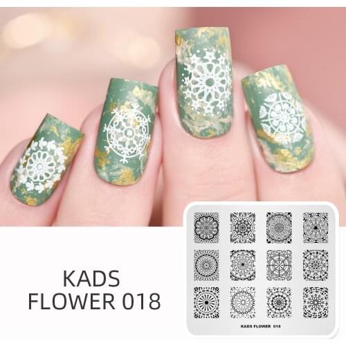 KADS Nail Stamping Plates for Nail Art Round Symmetry Flower image Stamp Template for Manicure Stencil for Nails