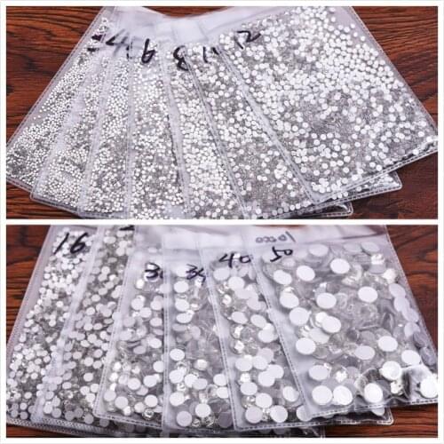 Crystal Clear Glass Nail Art Decorations ss3 ss4 ss5 ss6 ss8 ss10 ss16 ss20 ss30 ss34 ss50 Glass Non HotFix Nail Art Rhinestones
