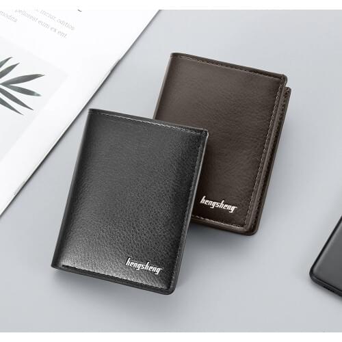 1Pc 2020 Casual Mens Short Wallets Solid Luxury Retro Wallet Men Leather Slim Purses Credit Card Holder Business Purses Male