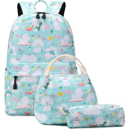 Abshoo Cartoon Puppy School Bags Set for Teen Girls Cute Lightweight Backpack Water Resistant Fashion Preschool Kids Backpacks