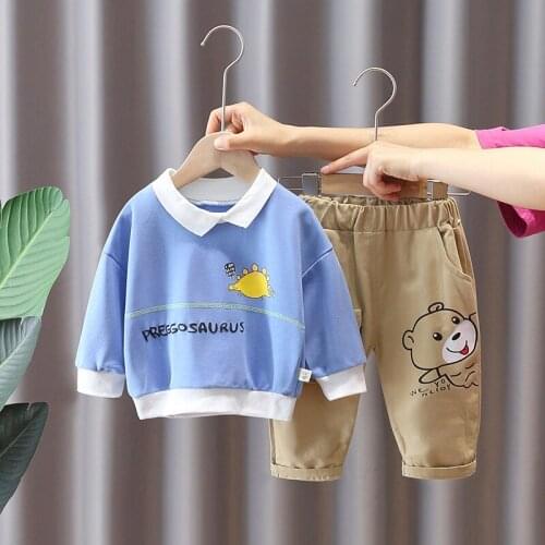 2021 New Spring Baby Outwear Children Boys Girls Sport Dinosaur Hoodies Pants 2Pcs/Set Toddler Clothing Infant Kids Tracksuits