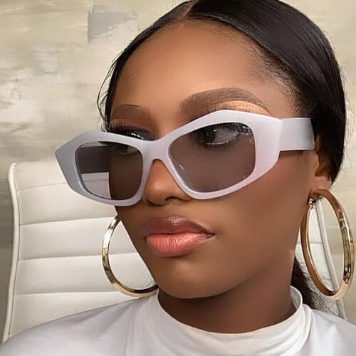 Fashion Cat Eye Sunglasses For Women Vintage New Unique Irregular Polygon Gradient Sun Glasses Female Black Gray Elegant Eyewear