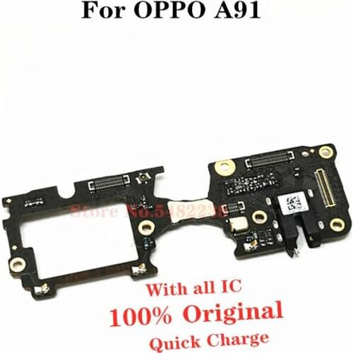 Original USB Charging Port Dock Flex Cable For OPPO A91 Charge Plug With Microphone Board Headphone Jack Connector