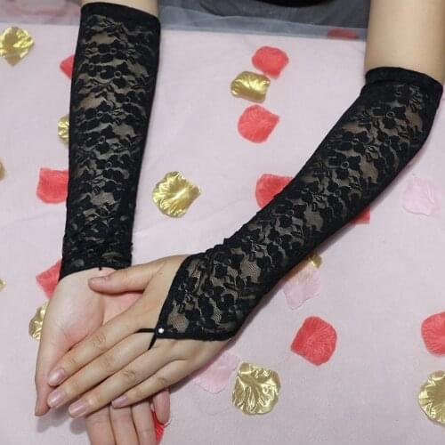 Long Fashion Party Sexy Dressy Gloves Women Lady Lace Mittens Accessories Sunscreen Summer Fingerless Girls Lace Gloves ST223