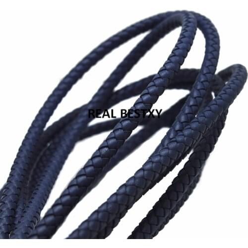 2m/lot approx 6mm navy Leather Cord Genuine Braided Leather Nappa Cow Leather Accessories For Jewelry Making Woven Rope Gift