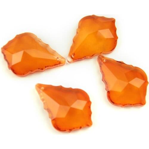 38mm-76mm Orange Red Crystal Glass Chandelier Crystal Maple Leaf Crystal Hanging Pendant For Lamp Part