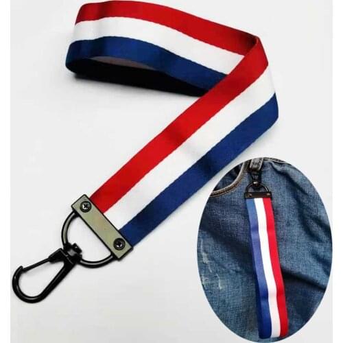 Drop Shipping Diy Handmade French Flag Red White Blue Keychians Lapel Pins Diy Ribbon Badge Multi-Purpose Clothing Decoration