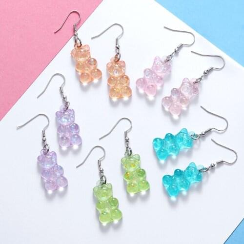 5 Pairs Bear Drop Earrings for Women Girls Transparent Acrylic flower Dinosaur Mushroom High Heels Dangle Earring Jewelry Gifts