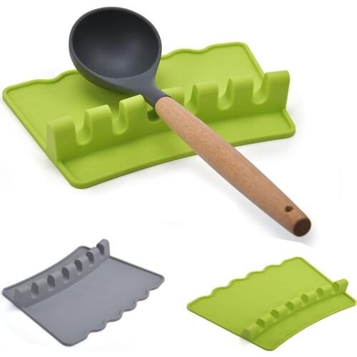 Silicone Spoon Rest Rack Organizer Non-slip Spoon Holder Stand Rack Fork Spatula Tableware Spoon Pot Lid Storage Rack Holder