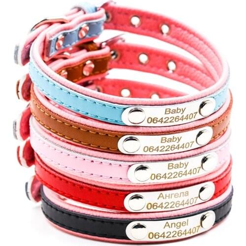 Dog customized tag free engraving DIY customized pet collar with name phone number leather dog collar dog tag collar cat collar