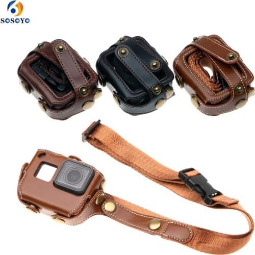 Camera bag with strap leather case protective cover drop protection for Gopro Hero 6/ 5 Sports Camera Accessories