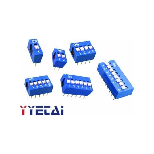 YYT 2.54mm red/blue dial switch 1P/2P/3P/4P/5P/6P/8P/10P position straight plug flat dial