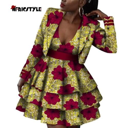 20 Patterns Cotton Soft African Jacket and Dress 2-piece Set for Women Perfect Quality African Print Plus Size Clothes WY8811