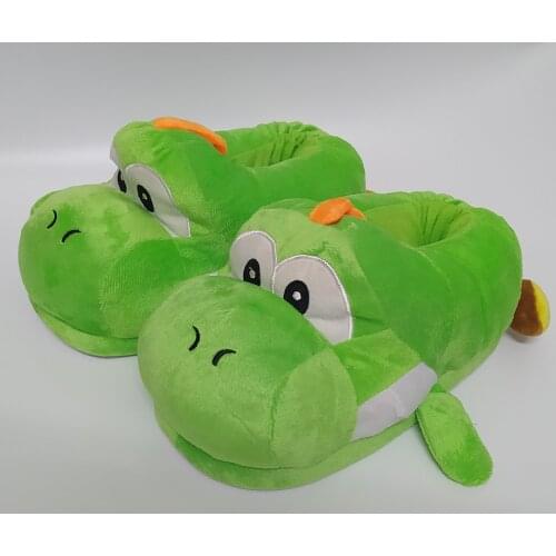 Winter Plush Cotton Slippers Yoshi Dinosaur Anime Cosplay Cartoon Graphics Men and Women Slippers Cute Adult Family Shoes New