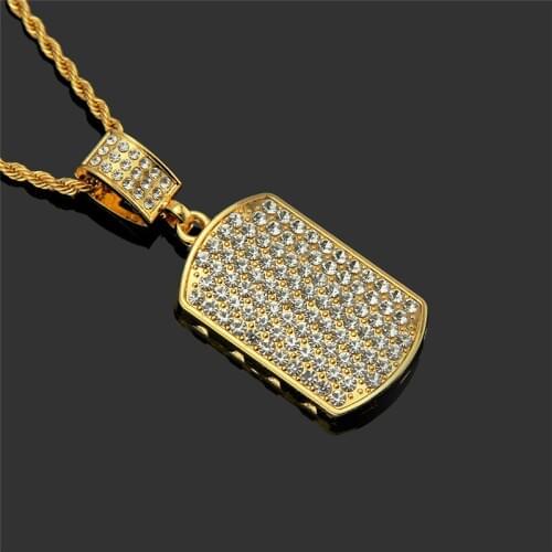 Golden hip hop necklace Zircon small military brand tide male domineering pendant Personality trend support a generation of hair