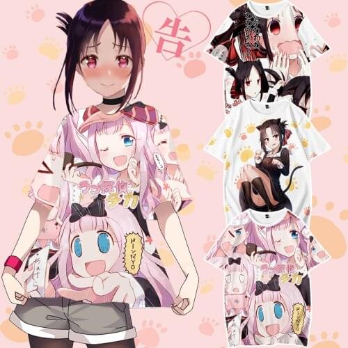 1pcs Anime Fujiwara Chika Cartoon Kaguya Sama: Love Is War Short Sleeve Cotton T-shirt Cosplay Costume Decor Girl Boy Gift