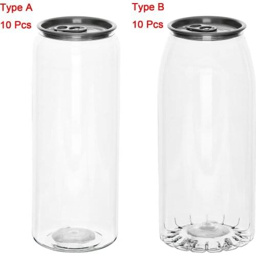 10Pc Plastic Beverage Bottles Disposable Drinks Cans Milk Tea Juice Pots Non Spill Water Jars Containers Storage Bottle with Lid